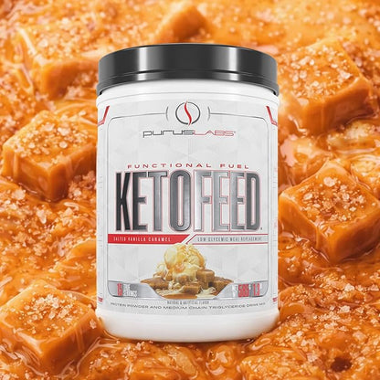 Purus Labs KetoFeed Protein | Keto Low Glycemic Protein Meal Replacement | Low Carb, 0 Sugars | Added MCTs | 20g Whey Protein (Salted Vanilla Caramel)