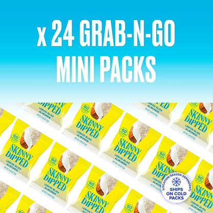 SkinnyDipped Lemon Bliss Almonds, Mini Snack Packs, Chocolate Covered Almonds, Low Sugar, Gluten Free, Healthy Snack, 24 Count