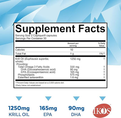 Viva Naturals Antarctic Krill Oil 1250 mg, Omega 3 EPA DHA and Astaxanthin, Joint Support and Brain Supplement with Antioxidant Properties, No Fishy Aftertaste (Pack of 6)