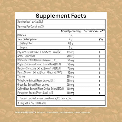Slim Coffee GLP-1 Supplement | GLP 1 Booster to Control Appetite and Cravings | Great Tasting Metabolic Support - Coffee Bean Extract, Green Tea, Yerba Mate (Vanilla)
