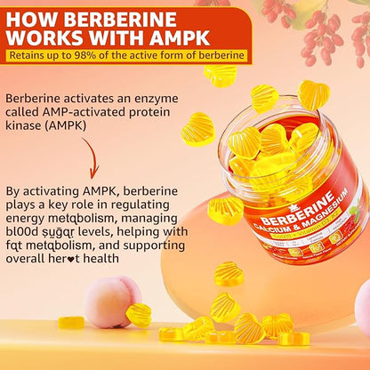 LILICARE Berberine Supplement Gummies Sugar Free, Extra Absorption with Liposomal Berberine & Berberine HCI, Calcium, Magnesium, AMPK Activitor for Sugar & Level, Immune, Energy, Metabolism -Pack of 2