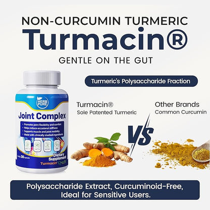 Joint Complex Turmeric Supplement, Turmacin® Turmeric Root Extract 500mg & Q-Actin® Cucumber Enzyme 20mg, Herbal Support for Daily Joint Health, Suitable for Sensitive Users, 90 Capsules-3 Packs