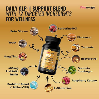 GLP-1 Support Probiotic Supplement for Weight Loss - Daily GLP1 Support with Berberine for Women to Support Metabolism Gut Wellness Boost Fat Burn - Natural Oral Probiotics