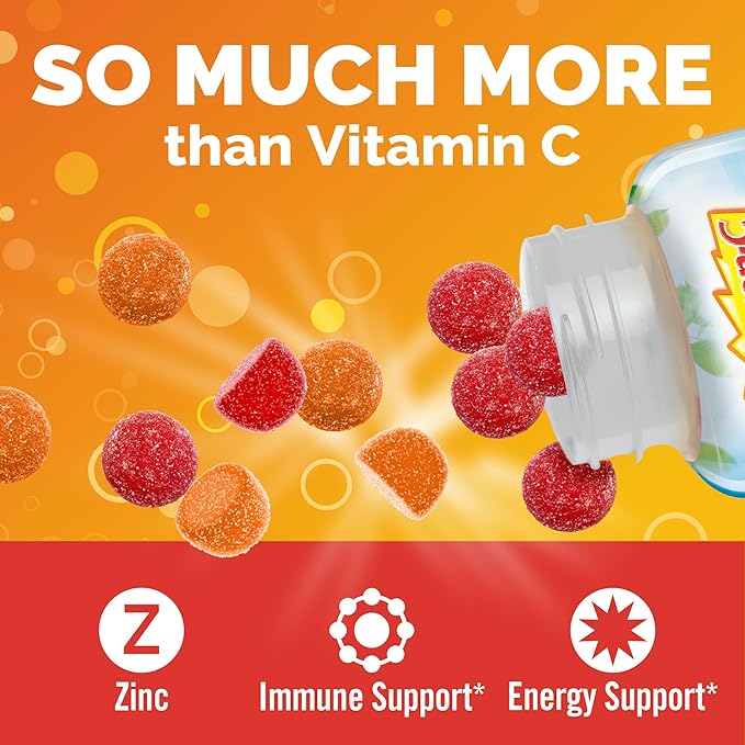 Emergen-C 750mg Vitamin C Gummies for Adults, Immunity Gummies with B Vitamins, Gluten Free, Orange, Tangerine and Raspberry Flavors, Back to School Essentials - 45 Count