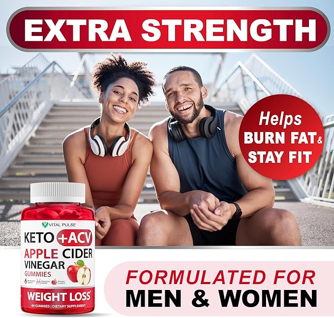 Keto ACV Gummies Advanced Weight Loss - Sugar Free ACV Keto Gummies - Gummy Supplement for Women and Men - Detox - Apple Cider Vinegar - Apple Flavor