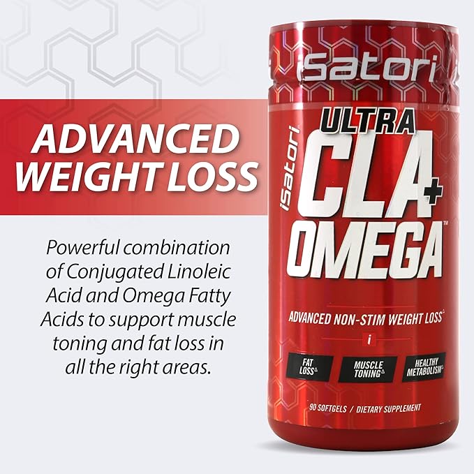 iSatori Ultra CLA Omega 3 6 9, Natural Weight Loss Fat Burner, Muscle Toner with Conjugated Linoleic Acid, Omega 3 Fish Oil & Safflower, Stimulant-Free, 90 Softgels