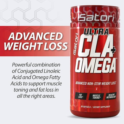 iSatori Ultra CLA Omega 3 6 9, Natural Weight Loss Fat Burner, Muscle Toner with Conjugated Linoleic Acid, Omega 3 Fish Oil & Safflower, Stimulant-Free, 90 Softgels