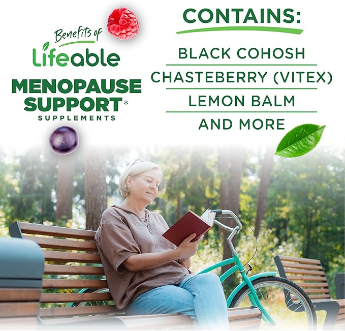 Lifeable Menopause Relief for Women | Black Cohosh, Vitex Chasteberry, Lemon Balm Extract, Red Clover Extract & More | Great Tasting Vegan Supplement | Night Sweats & Hot Flashes Relief | 60 Gummies