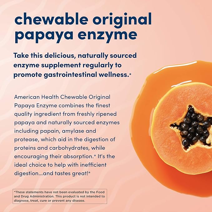 American Health Chewable Original Papaya Enzyme 600 Chwbls