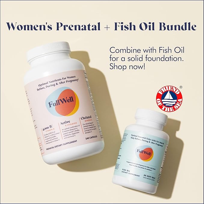 FullWell Women's Prenatal Multivitamin - Healthy Pregnancy Support - Contains Choline & Folate - Supports Fetal Growth & Brain Development* - 240 Count (30 Servings)