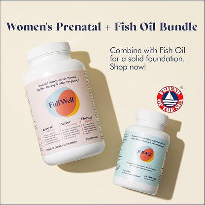FullWell Women's Prenatal Multivitamin - Healthy Pregnancy Support - Contains Choline & Folate - Supports Fetal Growth & Brain Development* - 240 Count (30 Servings)