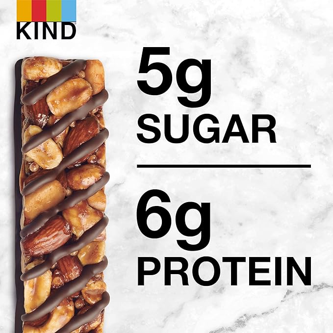 KIND Nut Bars, Salted Caramel & Dark Chocolate Nut, Healthy Snacks, Gluten Free, Low Sugar, 6g Protein, 12 Count (Pack of 2)