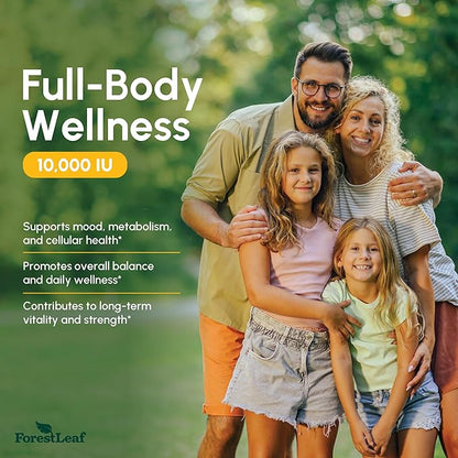 ForestLeaf Vitamin D3 10,000 IU | VIT D - VIT D3 Vitamin D Supplements for Women and Men | Bone Health, Teeth and Immune Support | Easy to Swallow Pills | High Potency Daily, 6-Month Supply, 180 Caps
