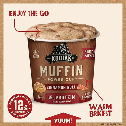 Kodiak Cakes Minute Muffins, Cinnamon Roll, 2.36 Oz (Pack of 12)