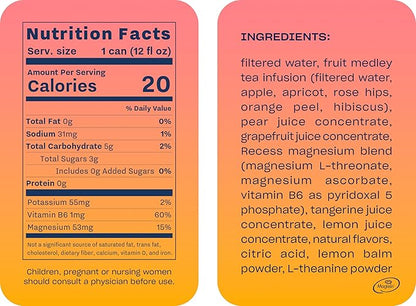 Recess Mood Magnesium & Adaptogen Drink, Relaxation Beverage, 12 Ounce (Grapefruit Tangerine, 12 Pack)