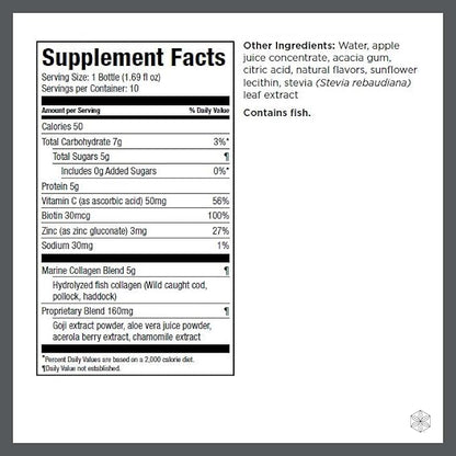 Isagenix Collagen Elixir - Drink with Marine Collagen Peptides - Support a Youthful Appearance with Vitamin C, Zinc & Biotin - 10 Bottles (1 Box)