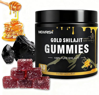 Shilajit Gummies l Manuka Honey | Himalayan shilajit |No Added Sugar I Ashwagandha, Gokshura| Fulvic Acid & 85+ Trace Minerals I for Men, Women I Non-GMO I 100% Natural & Organic I 30 Gummy