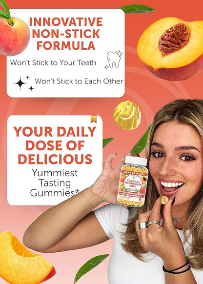 Lunakai USA Made Calcium Magnesium Zinc Gummies with Vitamin D3 & K2 – Delicious 5-in-1 Supplement for Daily Bone, Muscle & Immune Support for Women, Men & Kids, 60ct