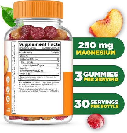 Magnesium Citrate Gummies | 250mg Elemental Magnesium from 2,130mg Magnesium Citrate | Great Tasting Magnesium Supplement | Stress Relief Support for Adults | 90 Magnesium Gummies | Lifeable