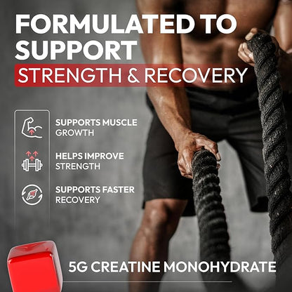 Sugar Free Creatine Monohydrate Gummies 5g Per Serving - 120 Monohydrate Creatine Gummies Advanced Complex with Vitamin C + Vitamin B12 for Muscle Strength, Energy Boost, Pre-Workout Gummy