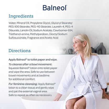 Balneol Hygienic Cleansing Lotion for Women and Men, Soothing Relief to Help With Pain Relief, Itch Relief, and Discomfort for Sensitive Areas, Made in USA, 3 oz