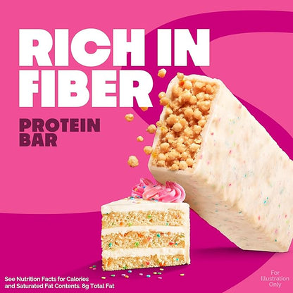 Quest Nutrition Crispy Birthday Cake Protein Bar, 17g Protein, 1g Sugar, 2g Net Carbs, Gluten Free Protein Snack, Keto Friendly, 4 Count