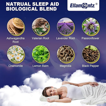 Sleep Gummies Melatonin Free with Magnesium Glycinate, L-Tryptophan, GABA, L-Theanine, Ashwagandha, Natural Sleep Aid Calm Relax Gummy No Melatonin for Adults Extra Strength without Melatonin, 60Cts