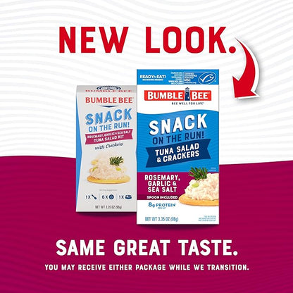 Bumble Bee Snack On The Run! Protein Pack, 8g per Box - Rosemary, Garlic, Sea Salt Tuna Salad with Crackers Kit - Ready to Eat Easy-Open Can - Wild Caught MSC-Certified Tuna (Pack of 12)