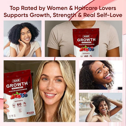 Hair Growth Vitamins Gummies for Black Women, Healthy Nourishment with Biotin, Collagen & Botanical Extracts, Hair Growth & Strength, Skin & Nail Care, Non-GMO, 60 Gummies (1)