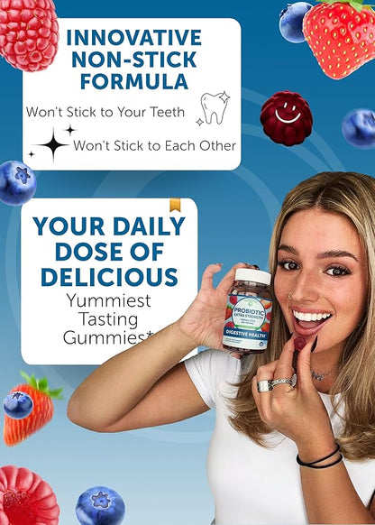 Lunakai USA Made Probiotic Gummies - 5 Billion CFUs, Vegan, Non-GMO, Gluten-Free - Digestive & Immune Support for Women & Men - 3 Pack