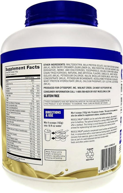 Muscle Milk Gainer Protein Powder, Vanilla Creme, 32g Protein, 5 Pound