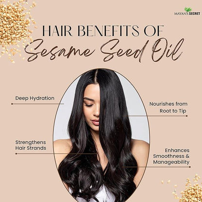 USDA Certified Virgin Organic Sesame Seed Oil Unrefined 100% Pure Natural for Skin, Body, Face, and Hair Growth Large 4oz Glass Bottle