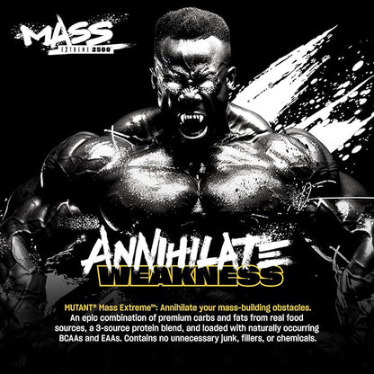 Mutant Mass Extreme 2500 - High Calorie Mass Gainer Whey Protein Powder with Creatine & Amino Acids - Muscle Building & Weight Gain Supplement for Hard Gainers - Vanilla Ice Cream 12 lbs
