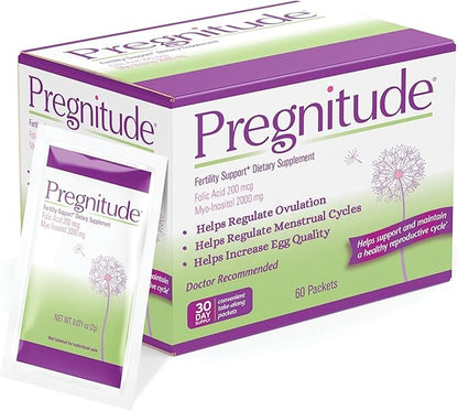 Pregnitude Reproductive Fertility Support - Helps Promote Regular Ovulation - Menstrual Cycles, and Increase Quality of Eggs - 30 Day Supply 60 Packets