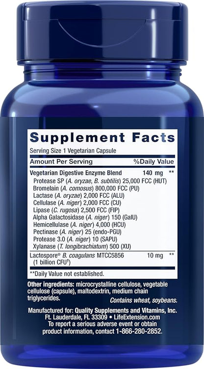 Life Extension Enhanced Super Digestive Enzymes and Probiotics, 60 Vegetarian Capsules (Pack of 2)