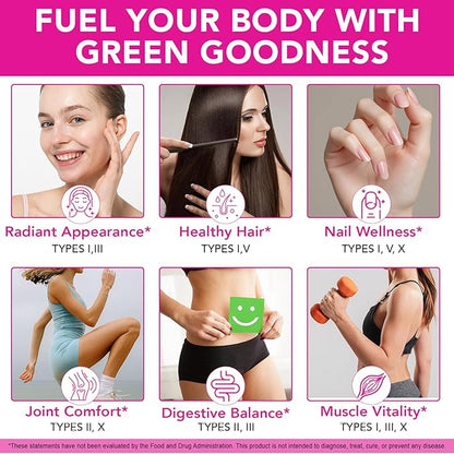 2 Pack Multi Collagen Peptides Capsules with Biotin, Vitamin C & Hyaluronic Acid – Contains extracts Such as Eggs and Fish！！！