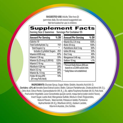 Centrum MultiGummies Gummy Multivitamin for Adults, Multivitamin/Multimineral Supplement with Vitamins D, B and E, Assorted Fruit Flavor - 18 Count