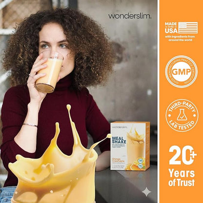 WonderSlim Meal Replacement Shake, Orange Creamsicle, 15g Protein, 25 Vitamins & Minerals, Gluten Free, Low Carb (7ct)