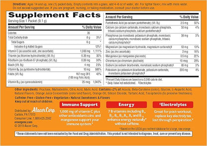 Emergen-C 1000mg Vitamin C Powder for Daily Immune Support Caffeine Free Vitamin C Supplements with Zinc and Manganese, B Vitamins and Electrolytes, Super Orange Flavor - 90 Count/3 Month Supply