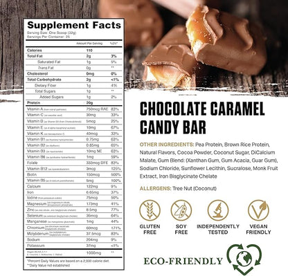Ambrosia Planta - Plant-Based Protein Powder 20g | Dairy Free Vegan Protein Powder with BCAA Amino Acids | Keto-Friendly, No Added Sugar | 25 Servings | Candy Bar
