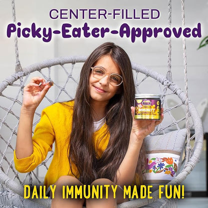 OH MY CHEWY Elderberry Gummies Immunity Support - Real Honey and Lemon Immune Supplement for Kids & Teens with Vitamin C, Echinacea, and Zinc - 60 CT