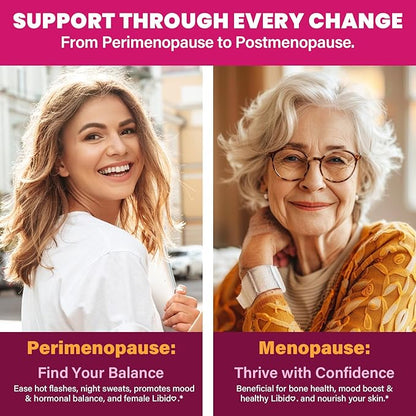 Menopause Supplements for Women, 10-in-1 Hormone Balance for Women, with Red Clover, Korean Ginseng, Shatavari - Menopause & Libisoothe Powder for Desire, Hot Flashes, Night Sweats & Mood - 5.3 Oz