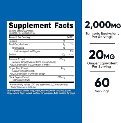 Nutricost Turmeric Gummies 2,000mg Tumeric per Serving (120 Gummies) - 60 Servings