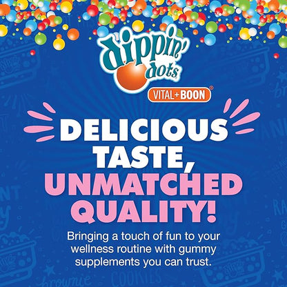 Dippin Dots - Melatonin Gummies for Kids & Adults (60 Days Supply) Strawberry Sunset Creme Flavor | 2.5mg Per Kids Melatonin Supplement for Faster, Longer Sleep | Gummies for Children (120 Count)