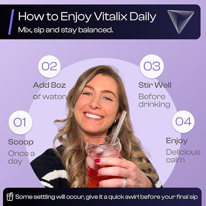 Vitalix – Cortisol Reducer & Adaptogen Drink Mix with Ashwagandha KSM 66, Magnesium Glycinate 200mg, L-Theanine 200mg, Vitamin C 500mg & Electrolytes – Raspberry Lemonade – 30 Servings