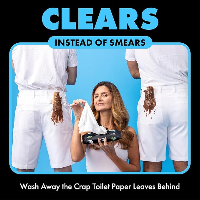 DUDE Wipes Unscented Flushable Wipes - Extra-Large Adult Wet Wipes for Sensitive Skin - 8 Pack (384 Count) + Mint Travel Pack (18 Count) - Infused with Vitamin E and Aloe - Septic and Sewer Safe