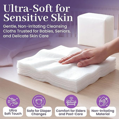 Disposable Dry Wipes, 1,000 Count Case Pack – Ultra Soft Non-Moistened Cleansing Cloths for Adults, Incontinence, Baby Care, Makeup Removal – 9.5" x 13.5" - Hospital Grade, Durable – by ProHeal