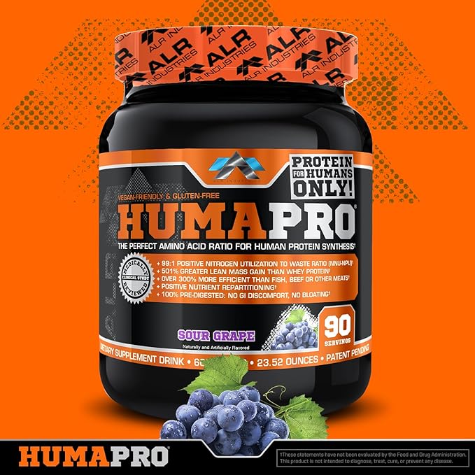 HumaPro Essential Amino Acid Formula | EAA Protein Supplement | Supports Muscle Recovery & Performance | Vegan, Gluten Free | | 90 Servings (Sour Grape)