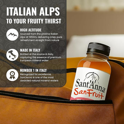 Sant’Anna SanFruit Mixed Fruit Drink 11.15 Fl Oz (12-Pack) | Italian Beverage with Real Juice (Apple, Peach, Orange, Passion Fruit, Banana) | Made with Natural Mineral Water from the Italian Alps | No Added Sugar, No Preservatives