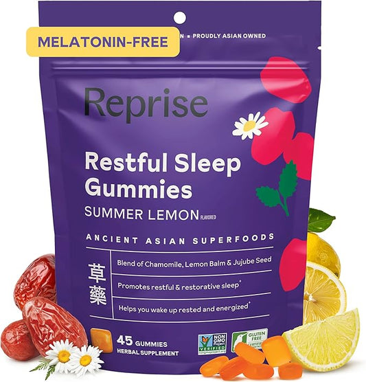 Melatonin Free Natural Sleep Aid Gummies for Adults | NO Melatonin | Herbal Jujube & Chamomile, Lemon Balm - Deep Sleep Supplement & Relaxation for zzz, 45 per Pack (45 Vegan Gummies (1 Pack))